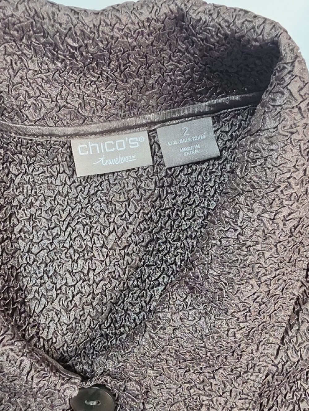 Chicos Travelers Textured Shirt Jacket Size 2 Classic Career Travel - Picture 5 of 10